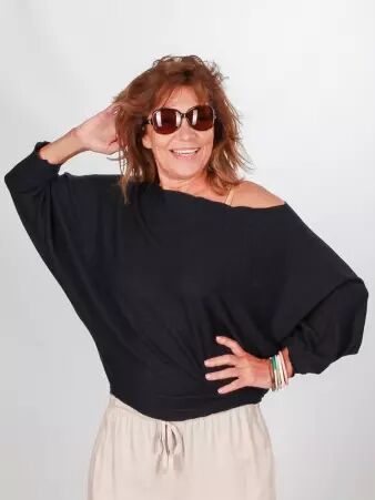 Top Noy Navy m�tallis� top bleu marine effet m�tallis� lumineux