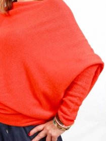 Sweat asymetrique touch&eacute; cachemire orange sweat orange vif asym&eacute;trique &eacute;nergique