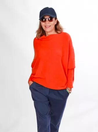 Sweat asymetrique touch� cachemire orange sweat lumineux au toucher cachemire