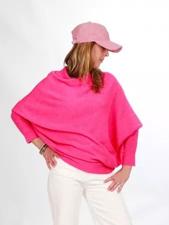 Sweat asymetrique touch� cachemire fuchsia sweat doux fuchsia pour look affirm�