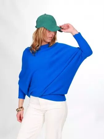 Sweat asymetrique touch� cachemire Bleu royal sweat bleu royal doux style chic