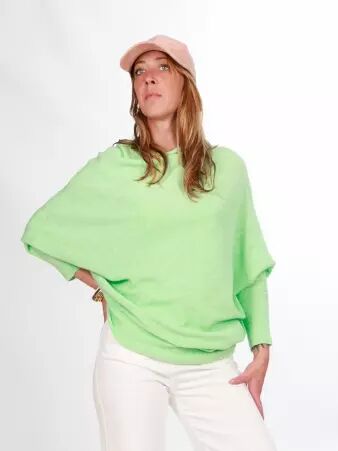 Sweat asymetrique touch� cachemire Vert lucky sweat vert lumineux � l'allure contemporaine