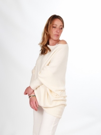 Sweat asymetrique touché cachemire ecru