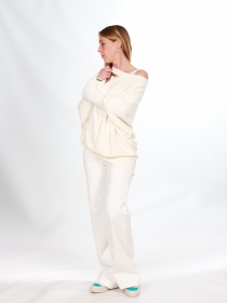 Sweat asymetrique touché cachemire ecru