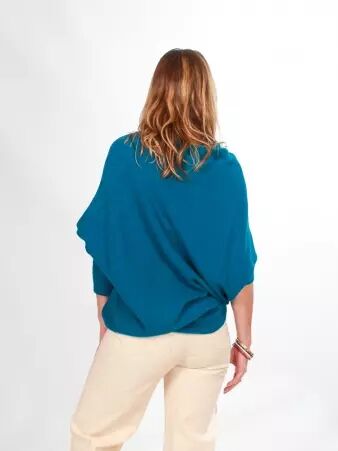 Sweat asymetrique touch� cachemire bleu canard sweat asym�trique bleu intense