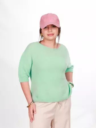 Pull alpaga manches courtes vert tiffany v�tement maille �clatant