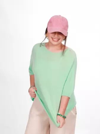 Pull alpaga manches courtes vert tiffany v�tement maille �clatant