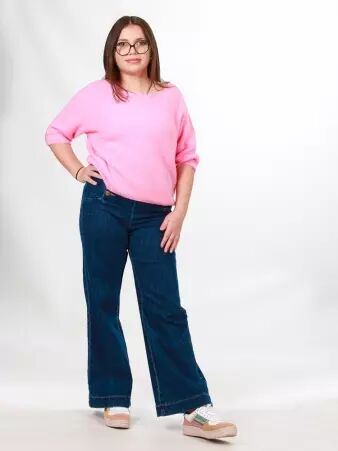 Pull alpaga manches courtes rose v�tement f�minin doux
