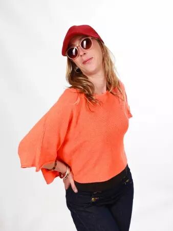 Pull Cinyras orange v�tement maille lumineux