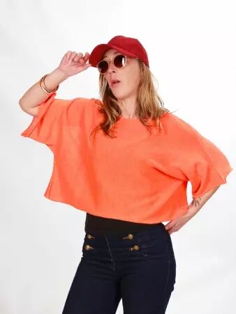Pull Cinyras orange v�tement maille lumineux
