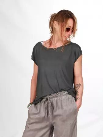 Top Gwen Vert top boh�me vert doux