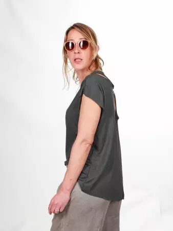 Top Gwen Vert top boh�me vert doux