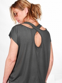 Top Gwen Vert top boh&egrave;me vert doux