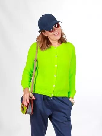 Gilet alpaga 6 boutons Vert fluo cr�ation mode � forte personnalit�