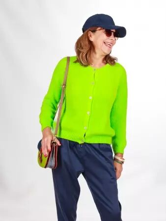 Gilet alpaga 6 boutons Vert fluo cr�ation mode � forte personnalit�