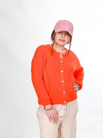 Gilet alpaga 6 boutons Orange fluo v�tement audacieux et moderne