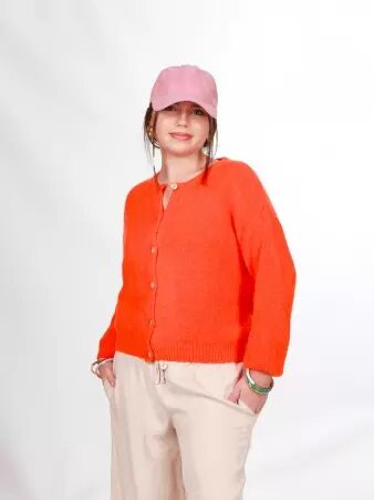 Gilet alpaga 6 boutons Orange fluo v�tement audacieux et moderne