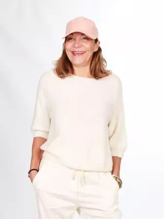 Pull alpaga manches courtes �cru v�tement doux et lumineux