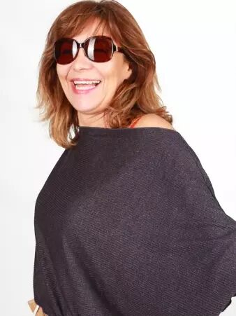 Top Noy Noir m�tallis� top �l�gant noir brillant discret