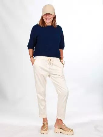 Pantalon jogger Lyocell blanc craie jogger en lyocell blanc craie � la coupe souple