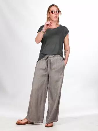 Pantalon Lyocell gris pantalon en lyocell gris � l'allure minimaliste