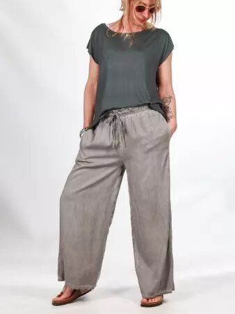 Pantalon Lyocell gris pantalon en lyocell gris � l'allure minimaliste
