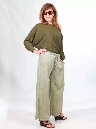 Pantalon Lyocell kaki pi�ce mode confortable au style casual