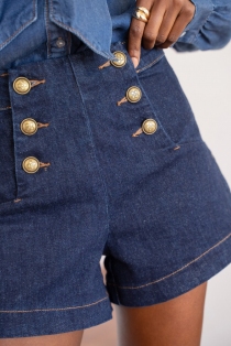 Short &agrave; pont Victorinette Brut short denim brut esprit r&eacute;tro