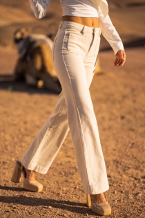 Pantalon wide leg beige clair
