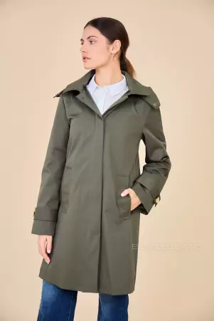 Trench mi-long d�perlant Selena Kaki trench mi-long kaki d�perlant
