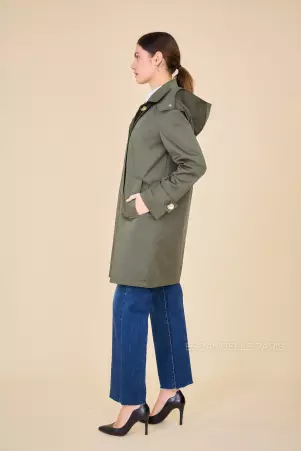 Trench mi-long d�perlant Selena Kaki trench mi-long kaki d�perlant