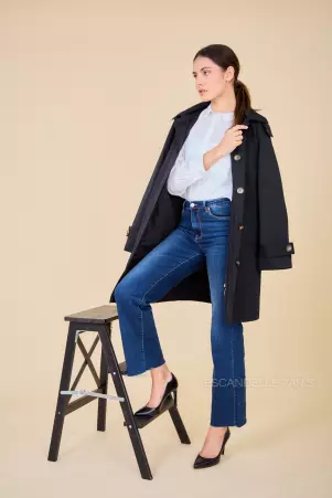 Trench mi-long d�perlant Selena Noir trench mi-long noir d�perlant