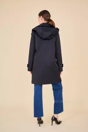 Trench mi-long d�perlant Selena Noir trench mi-long noir d�perlant