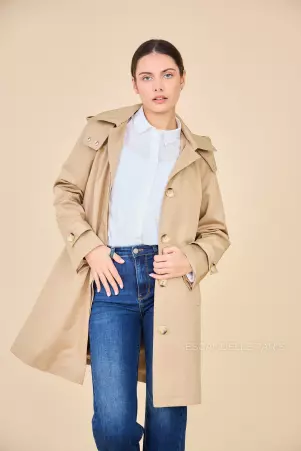 Trench mi-long d�perlant Selena Beige trench mi-long beige d�perlant