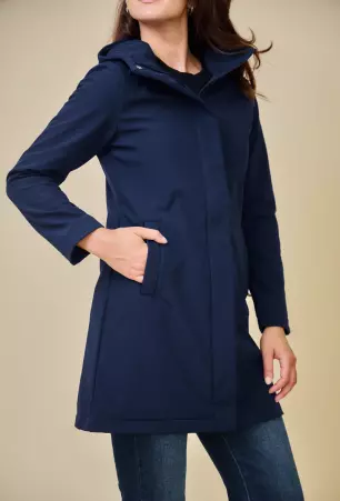 Parka mi-longue imperm�able softshell Siena navy parka imperm�able bleu marine