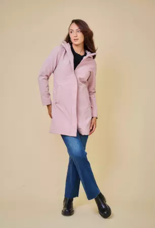 Parka mi-longue imperm�able softshell Siena rose parka imperm�able rose douce