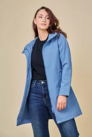 Parka mi-longue imperm�able softshell Siena bleu jean parka imperm�able bleu jean
