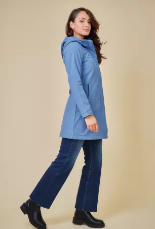 Parka mi-longue imperm�able softshell Siena bleu jean parka imperm�able bleu jean