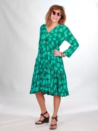 Robe Luciole vert robe casual chic vert