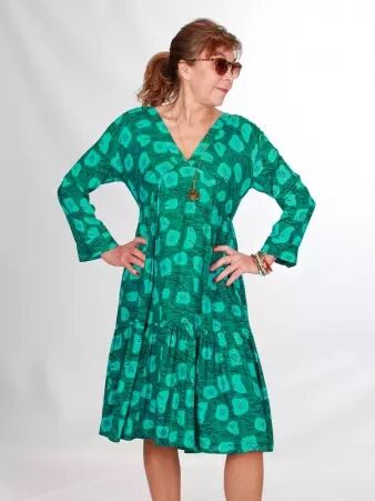 Robe Luciole vert robe casual chic vert