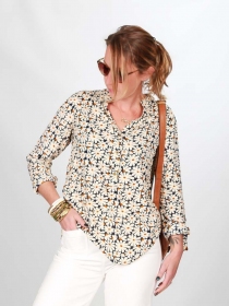 Chemisier Boh&egrave;me Blue bellis accessoire textile au look moderne