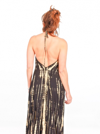 Robe tie & dye longue Noir robe �l�gante estivale en tie and dye noir