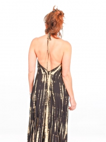 Robe tie & dye longue Noir robe longue boh&egrave;me tie and dye noir