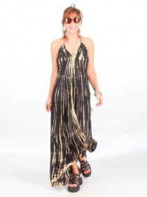Robe tie & dye longue Noir robe &eacute;l&eacute;gante estivale en tie and dye noir