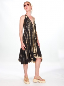 Robe tie & dye courte Noir robe courte boh&egrave;me tie and dye noir