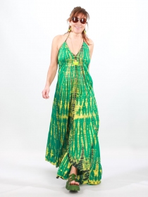 Robe tie & dye longue Vert robe fluide f&eacute;minine aux tons v&eacute;g&eacute;taux