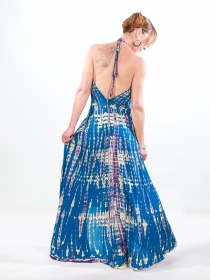 Robe tie & dye longue Bleu robe longue boh&egrave;me &agrave; effet tie and dye bleu
