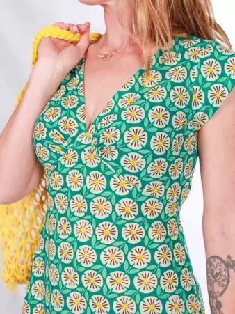 Robe Esther Pomelo vert robe �l�gante naturelle
