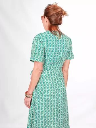 Robe boutonn�e Mia Green pampas robe fluide naturelle