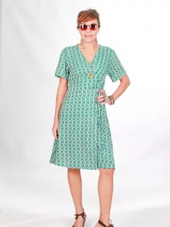 Robe boutonn�e Mia Green pampas robe fluide naturelle